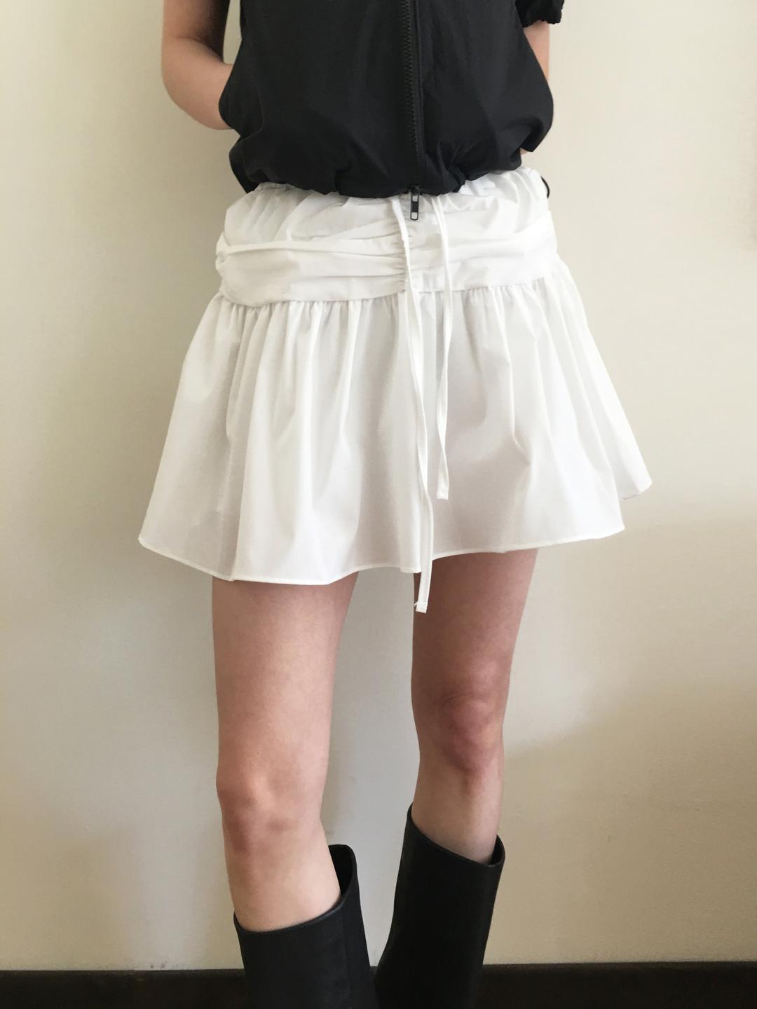 노비야카 Shirring currot skrit pants (Ivory, black)