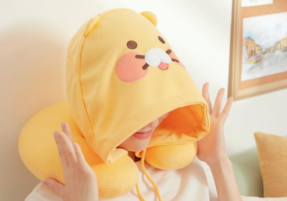 카카오프렌즈 후드 목베개 춘식이 여행용 목쿠션 휴대용 목베개