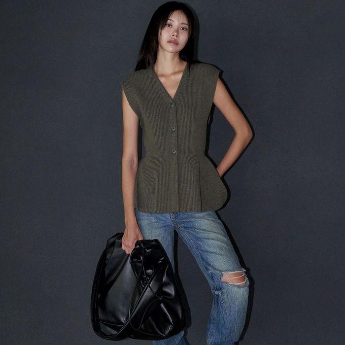 fine wool ruffle vest knit (4Color)