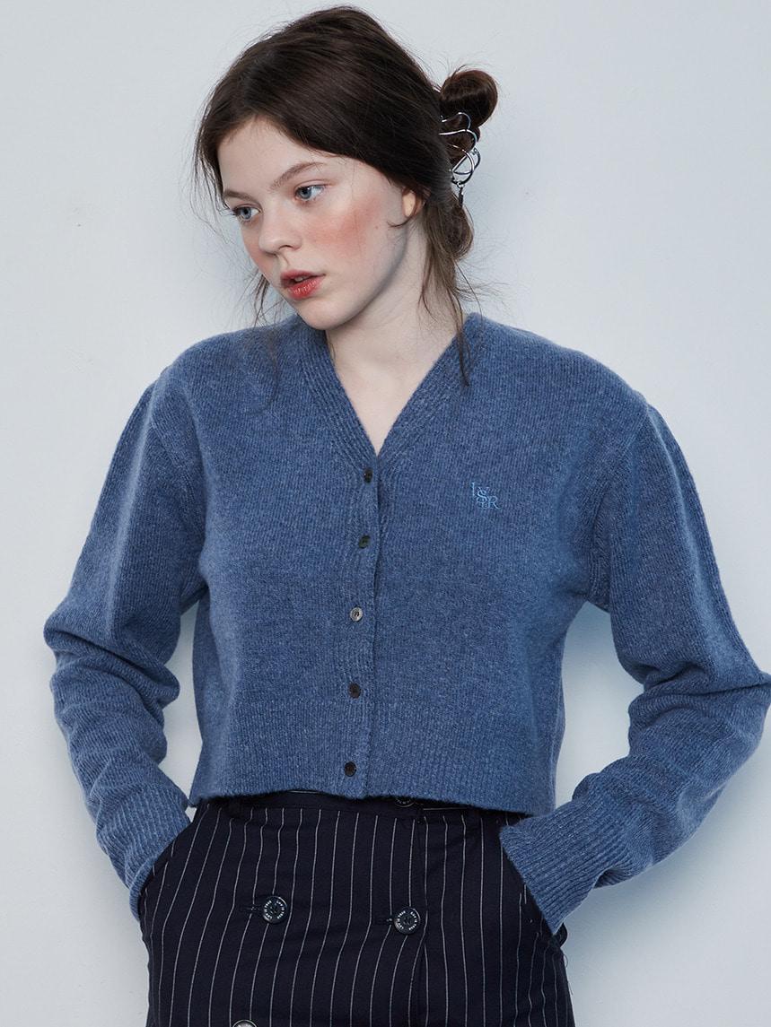[03월07일 예약배송]IN CROP KNIT CARDIGAN(BLUE)