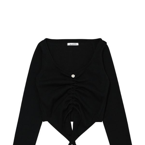 LILY SHIRRING STRING TOP_BLACK