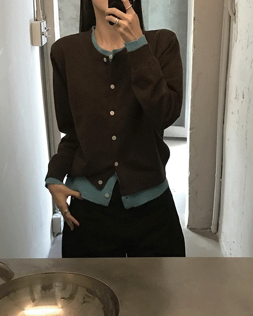 코지 레이어드 울 가디건