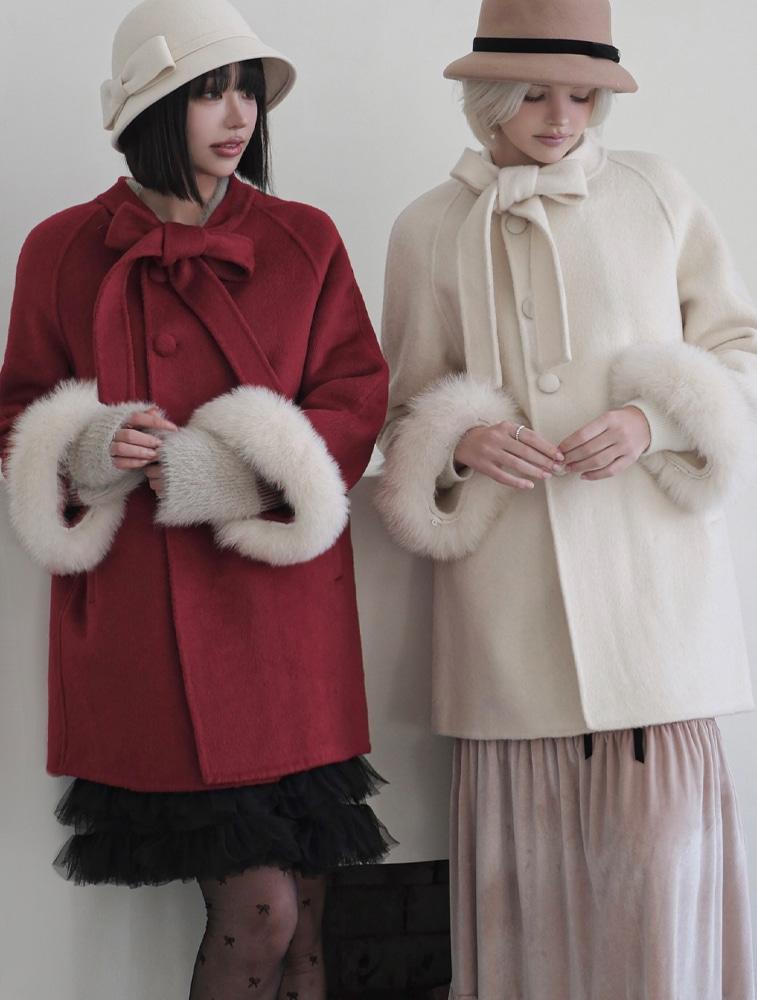 스노우 걸 폭스 울코트 Snow Girl Fox Wool Coat