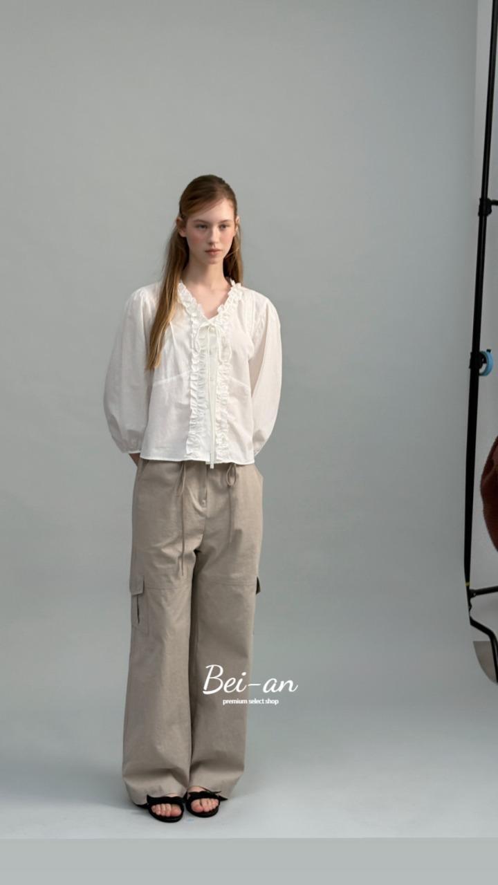 바이안 forest 포레스트 헤더 코튼 팬츠 스트링 카고 포켓 일자 바지 (3 color)