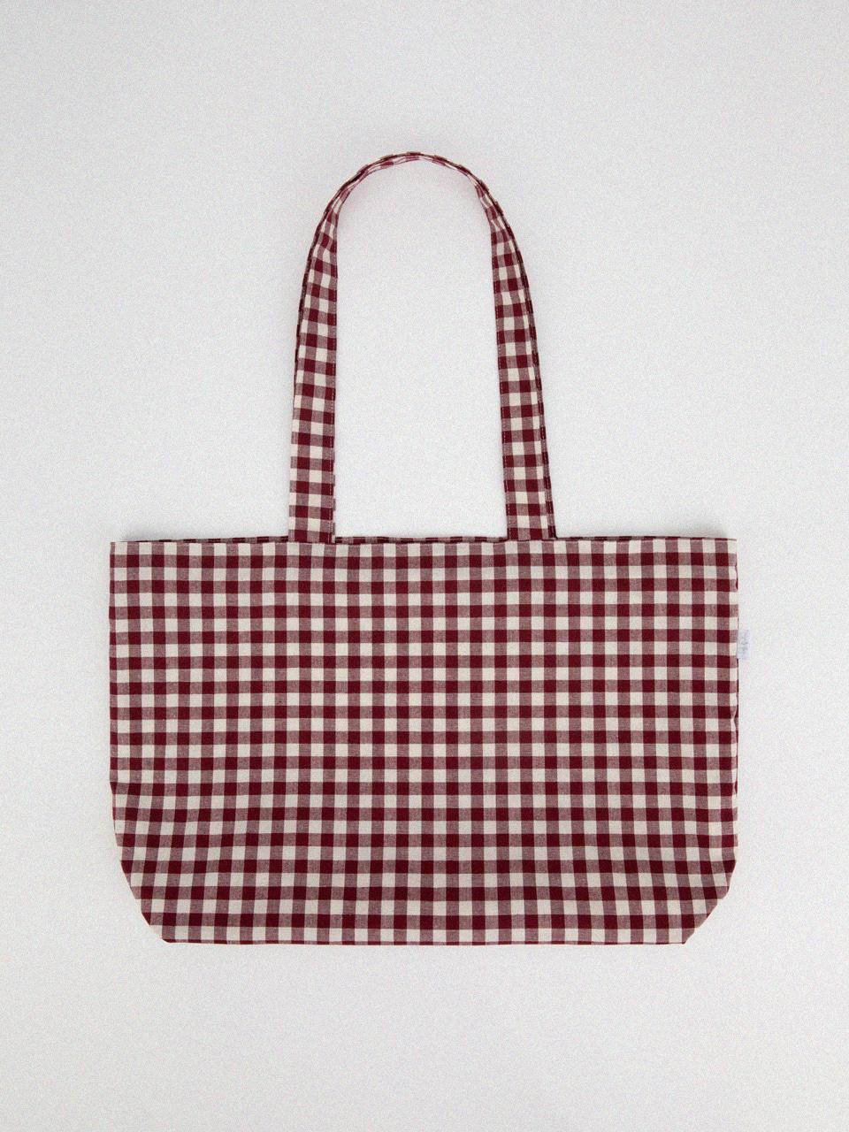 Daily gingham check eco bag [plum]