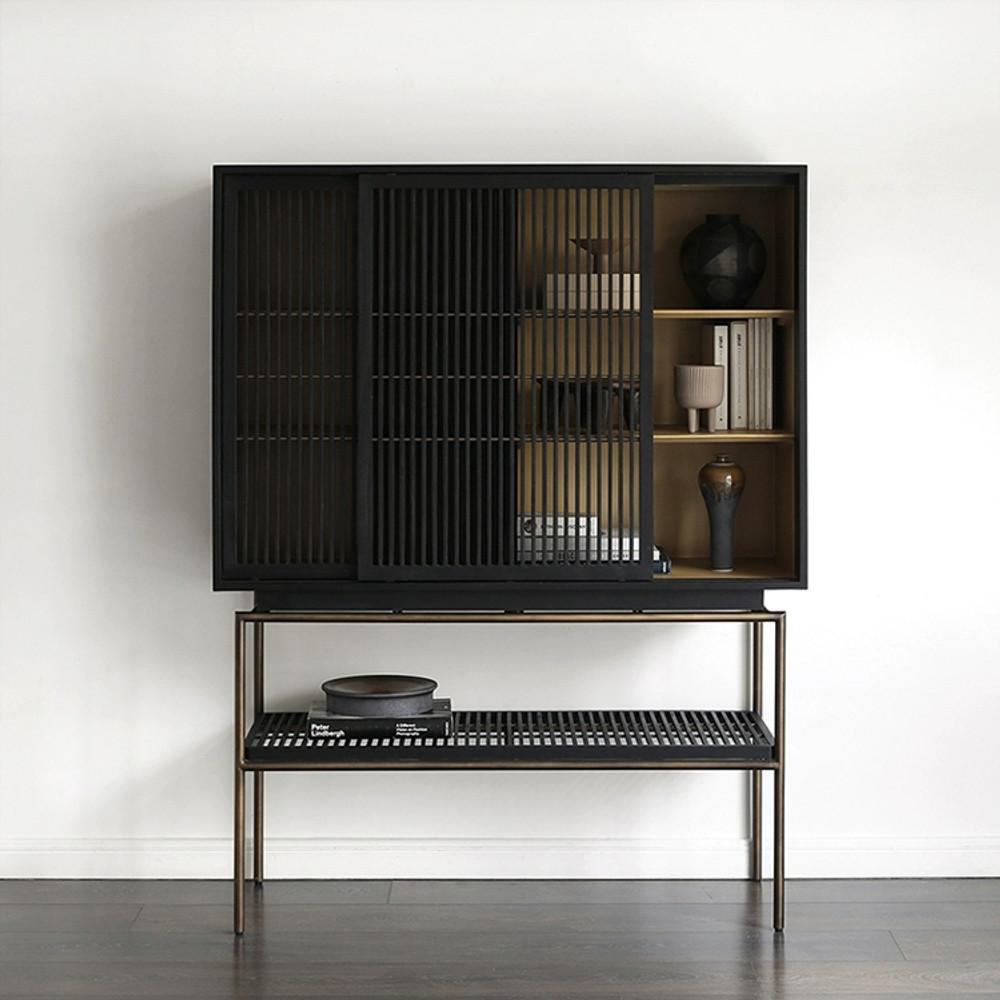 원목진열장 거실 엔틱장식장 블랙 빈티지장식장