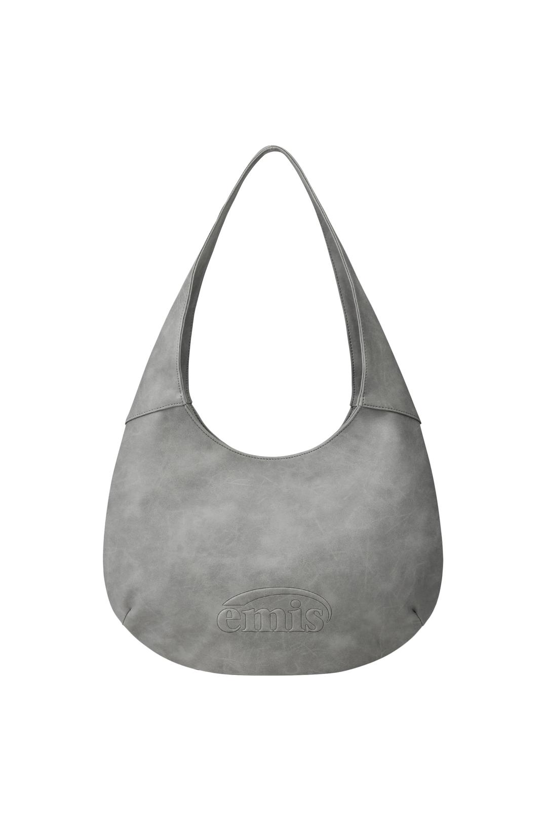 LOGO EMBOSSED SHOULDER BAG-GRAY