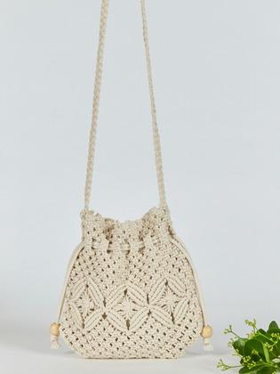 손뜨개 복주머니 백-아이보리