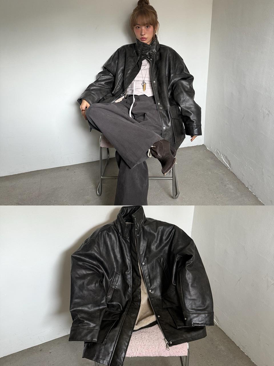 [10/13 순차발송] Faux Leather Fur Coat, Black