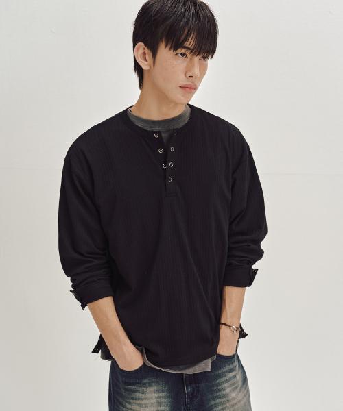 골지 헨리니티 롱 슬리브 [BLACK]_SETS044BLACK
