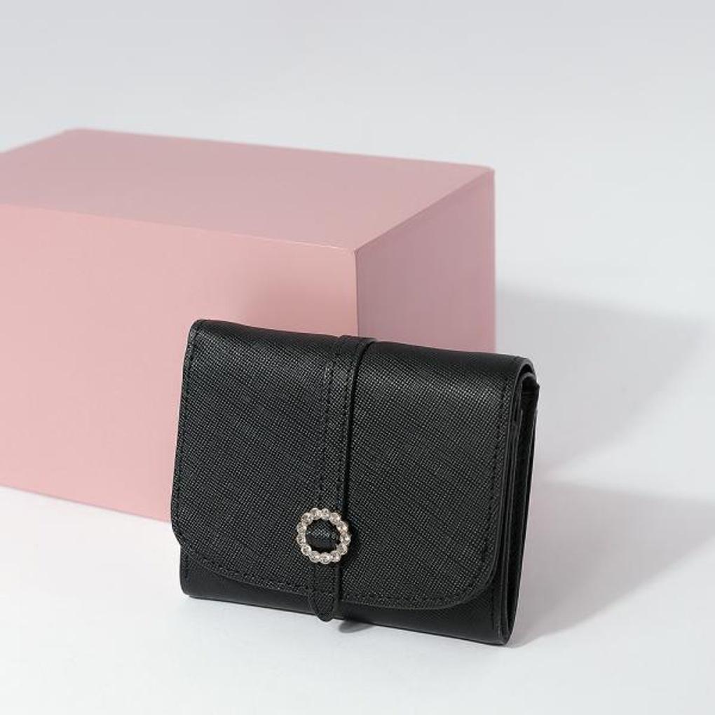 샤인 스톤 플랫 블랙 카드지갑 CLAB19B13CBL