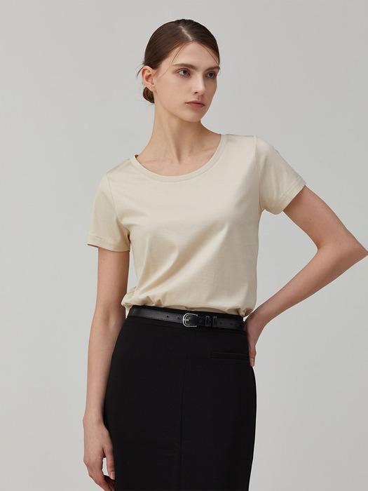 W_스쿱넥  클래식 & 베이직핏 반소매 티셔츠 (155gsm) KLJT1004