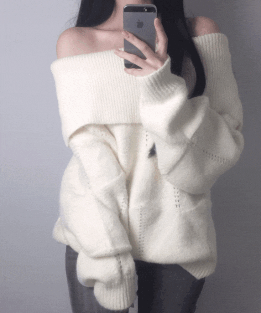 [폭닥/청순여리] 하루 폭닥 다이아 오프숄더 울 니트 3color