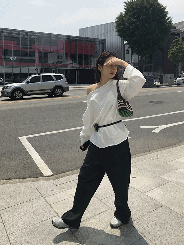 백 밴딩 루즈 슬랙스