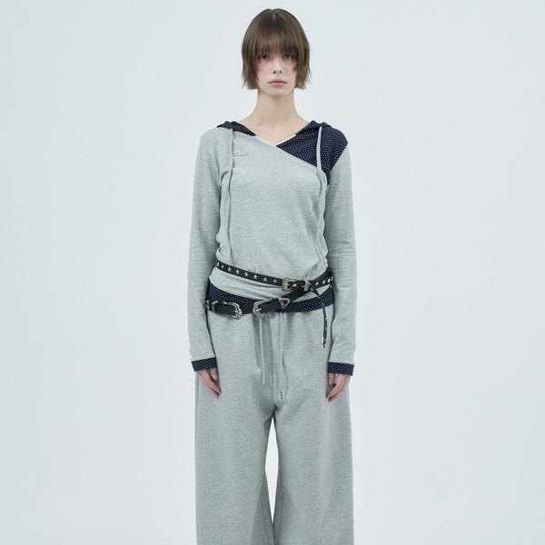 lace folding sweatpants / gray