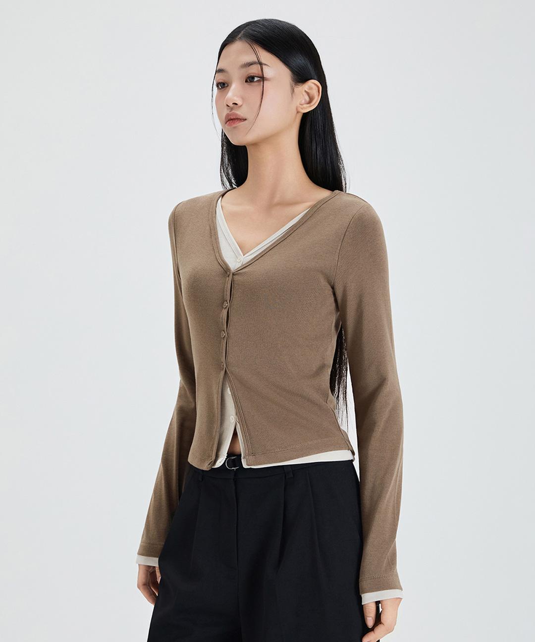 미쏘 [겨울Ver추가]버튼 레이어드 가디건_MIWCMF913A/MIWCMFV1QA