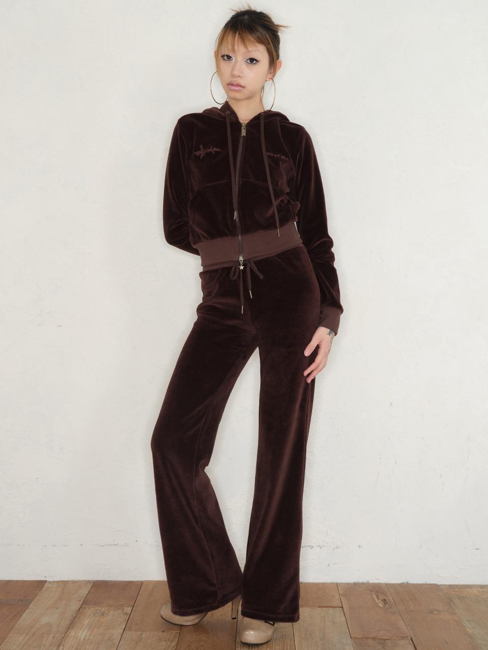 VELOUR TRACK PANTS BROWN