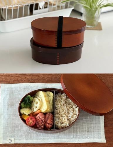 재팬 우드스타일 타원 도시락