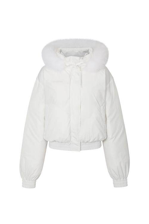 FOX FUR DOWN JACKET white