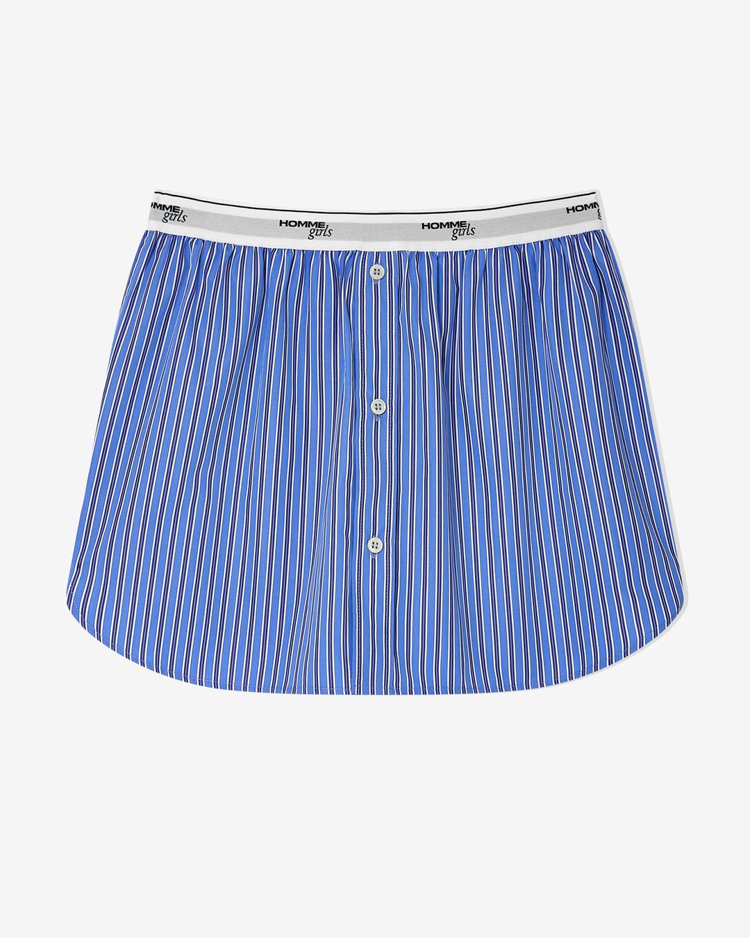 Shirt Tail Mini Skirt in Bold Blue Stripe - Extra Small / Bold Blue Stripe