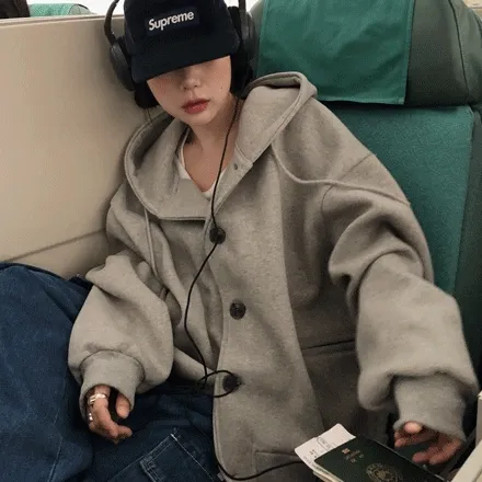 프튜단추후드가디건