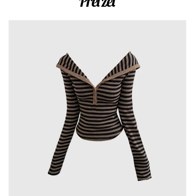 마벤 스트라이프 버튼업 오프 긴팔