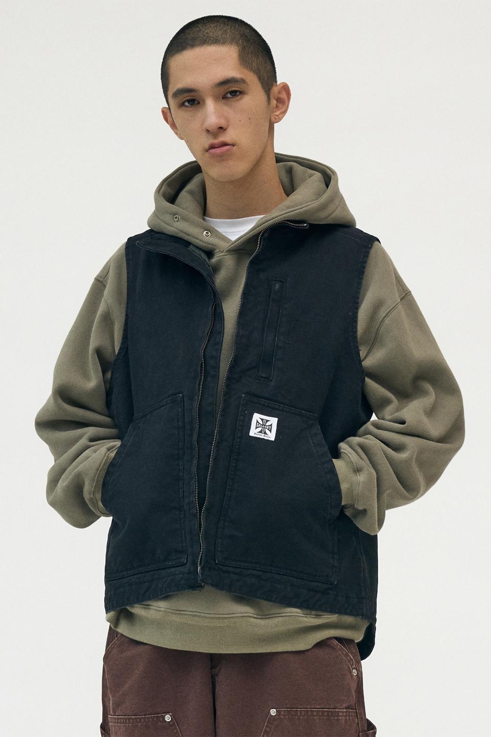 13.5OZ VINTAGE WASHED PADDED VEST JACKET [BLACK]