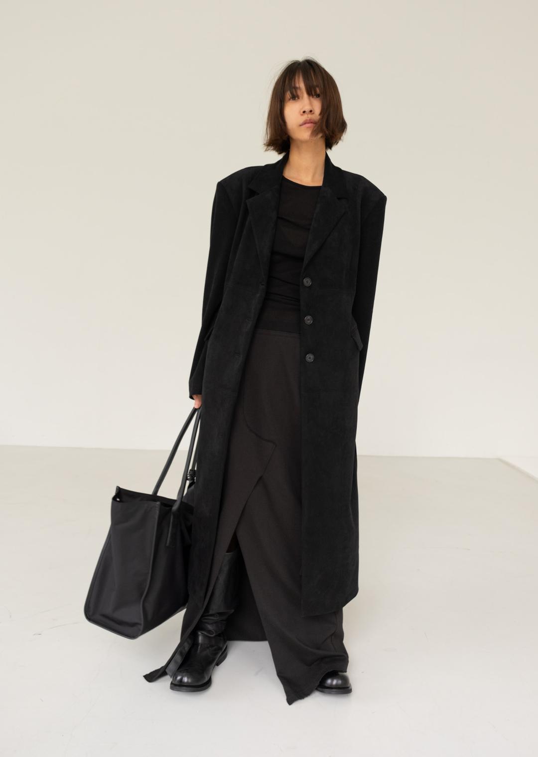 HOURGLASS FAUX LEATHER COAT