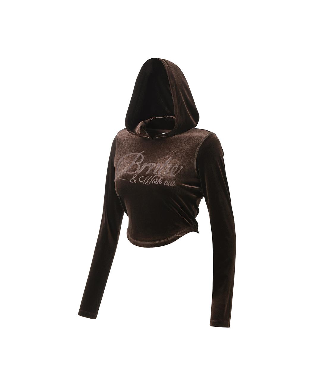 VELOUR SLIM FIT HOODIE [BROWN]