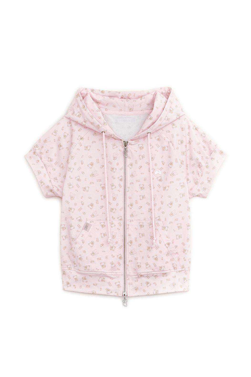 Korilakkuma printed hoodie zip-up (Pink)