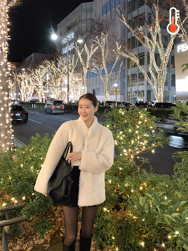 [기획특가/-1만원 할인특가] [가벼운착용감/히든버튼/리얼양모30%]  부클시어링 하프 퍼코트 (양모30%)(주문시 7일이상 소요)[size:55~77]