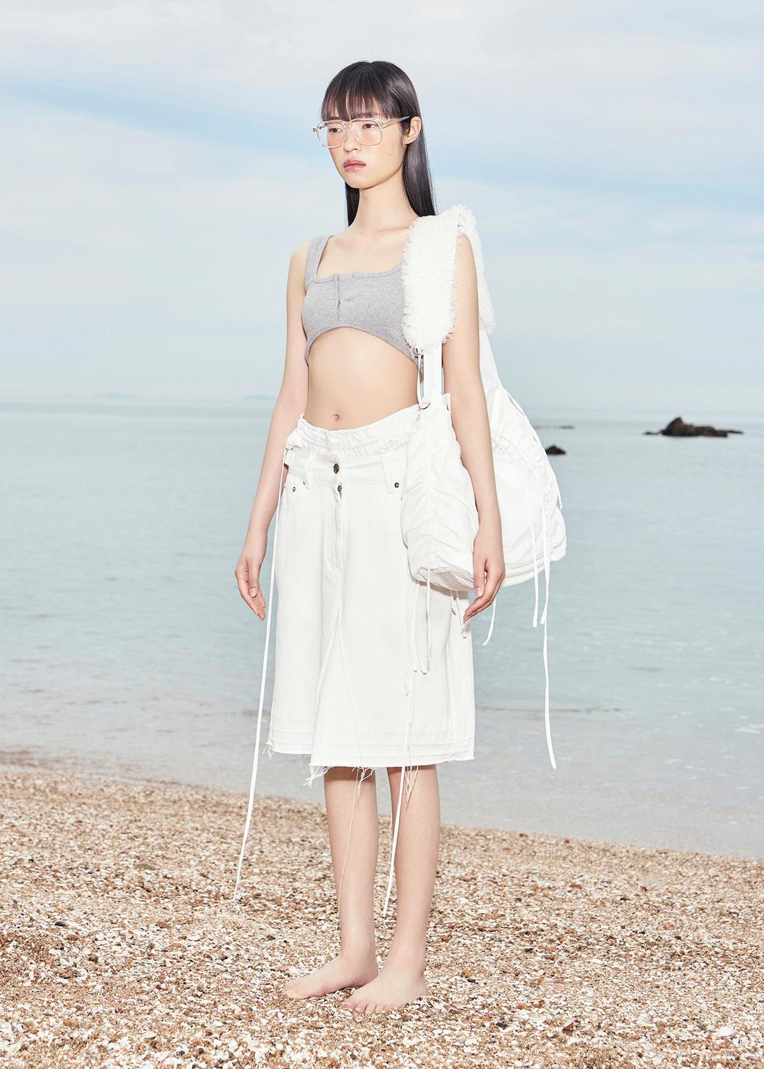 BUSTIER DETAIL BRA TOP (MELANGE GREY)