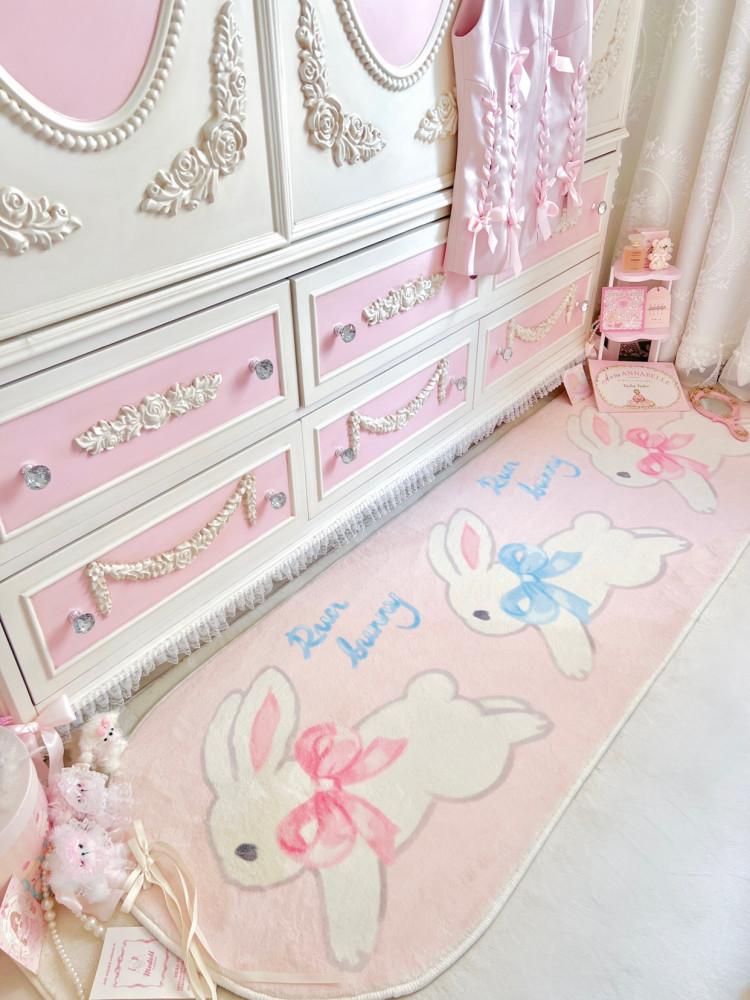 페어리룸 ribbontie bunny carpet 침실 핑크매트 카페트 카펫 리본 발매트