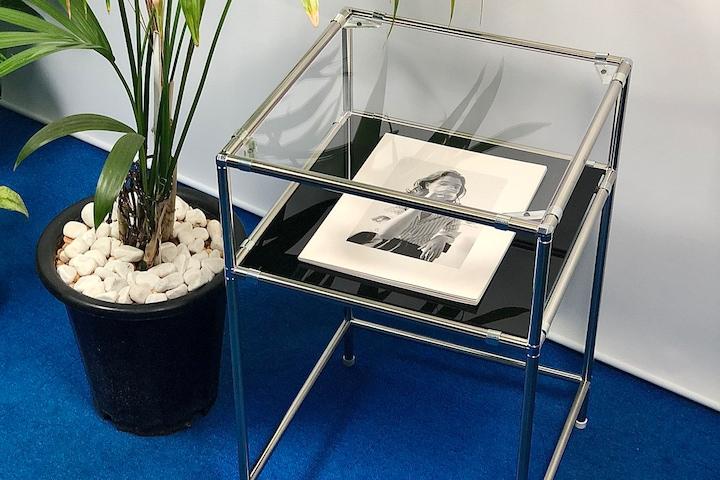 B-2(선반2장) 강화유리 모듈선반 미드센추리 협탁 가구 (수제작 완제품)