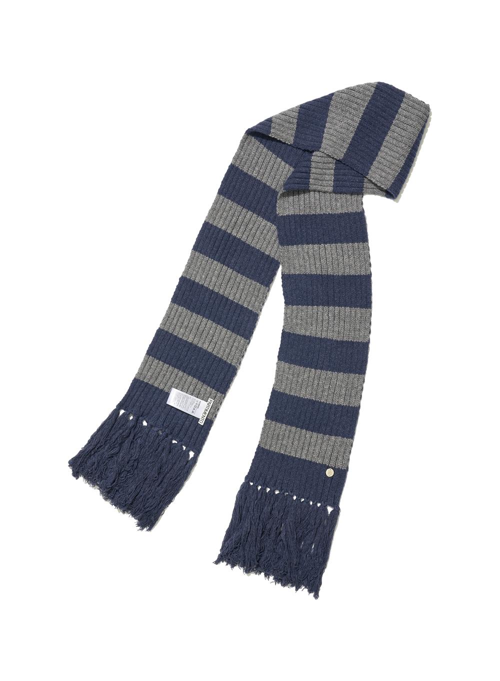 [WOMEN] RIBBED STRIPE KNIT MUFFLER_NAVY