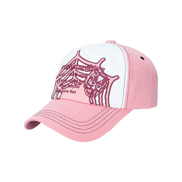 graphic applique ball cap pink