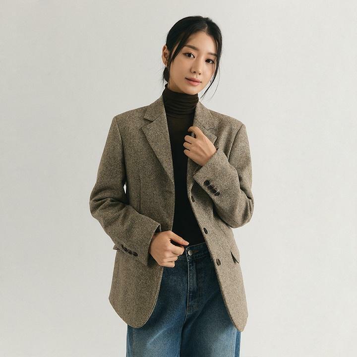 [주말특가]Straight Fit Wool Blazer - Brown