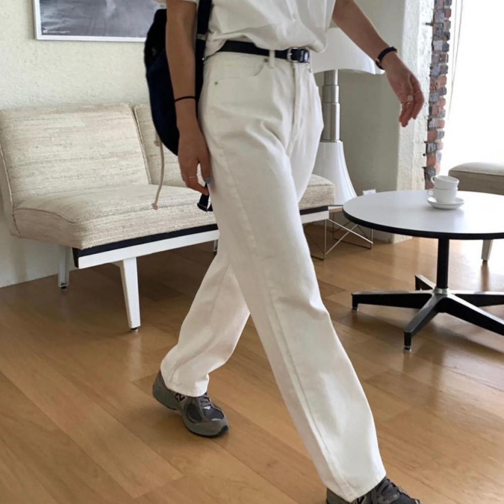 (아이S당일) vasil 바질 데이 바이진 일자 팬츠 아이보리 블랙진