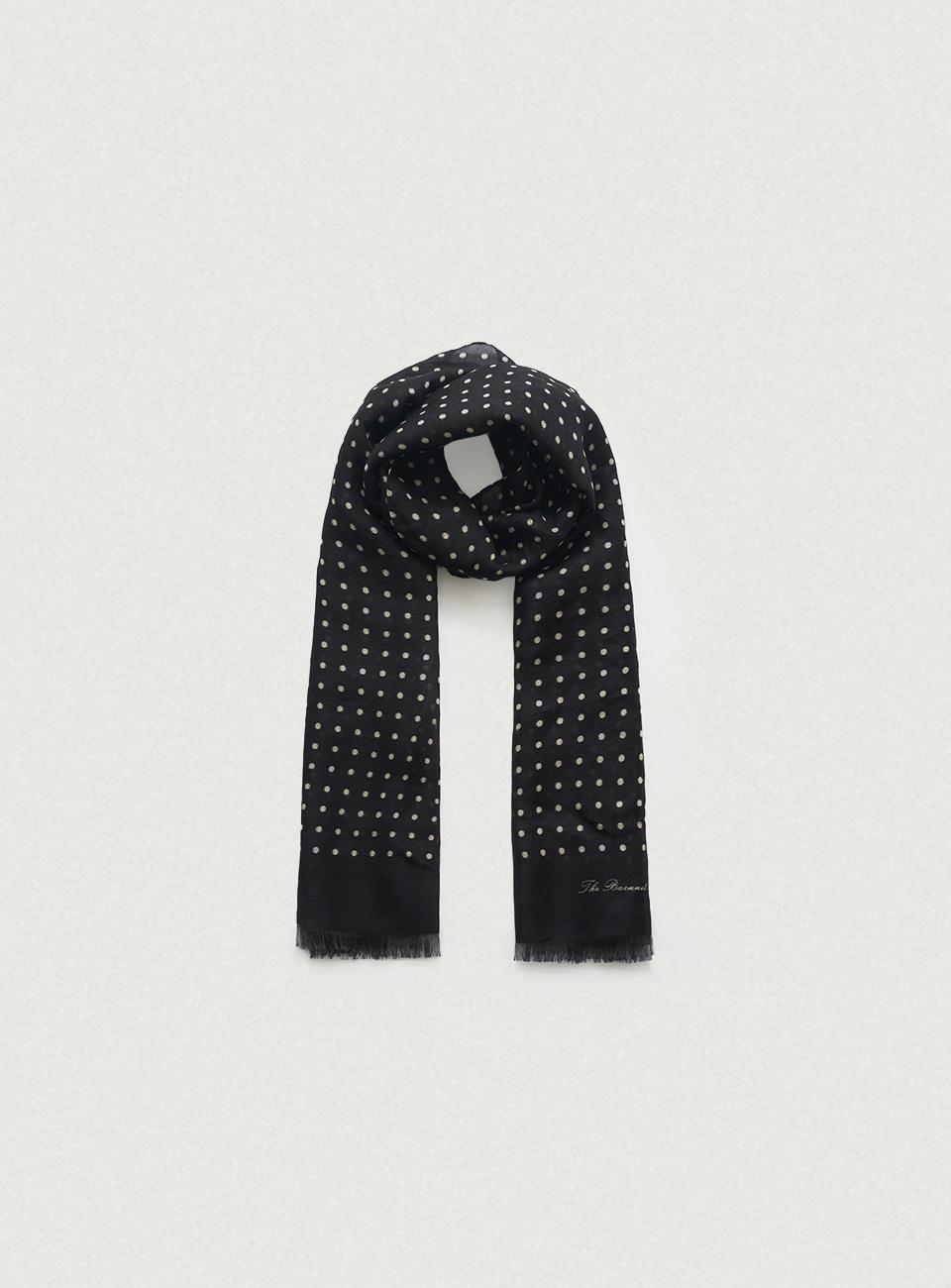 Dot Wool Silk Scarf_Black