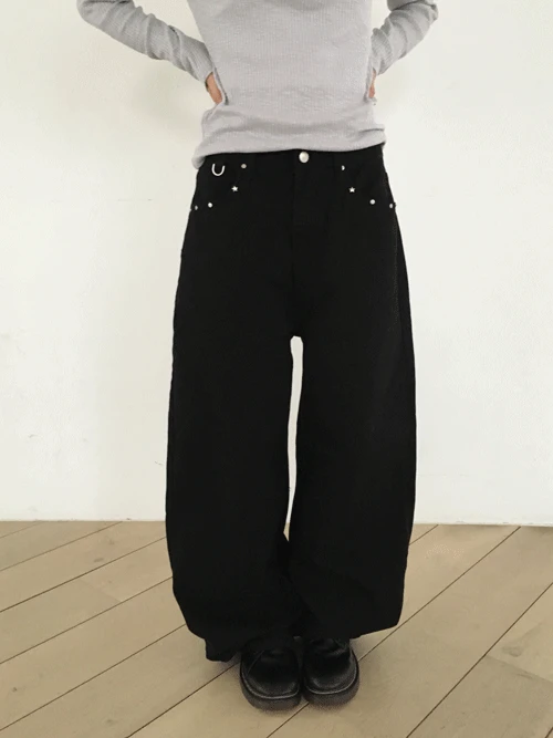 로미 별 스터드 와이드 팬츠 (1color)