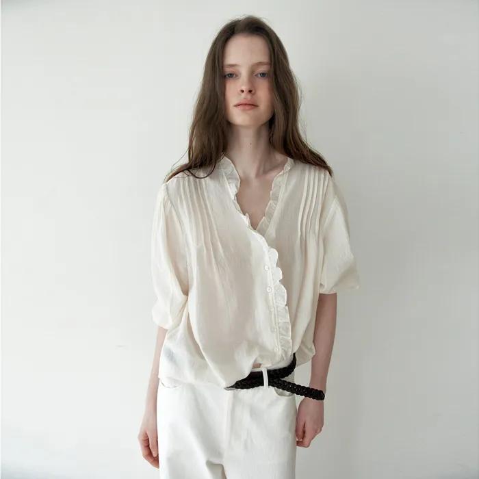 [6th 예약배송/3월 31일] Spring Mare Frill Blouse_Ivory