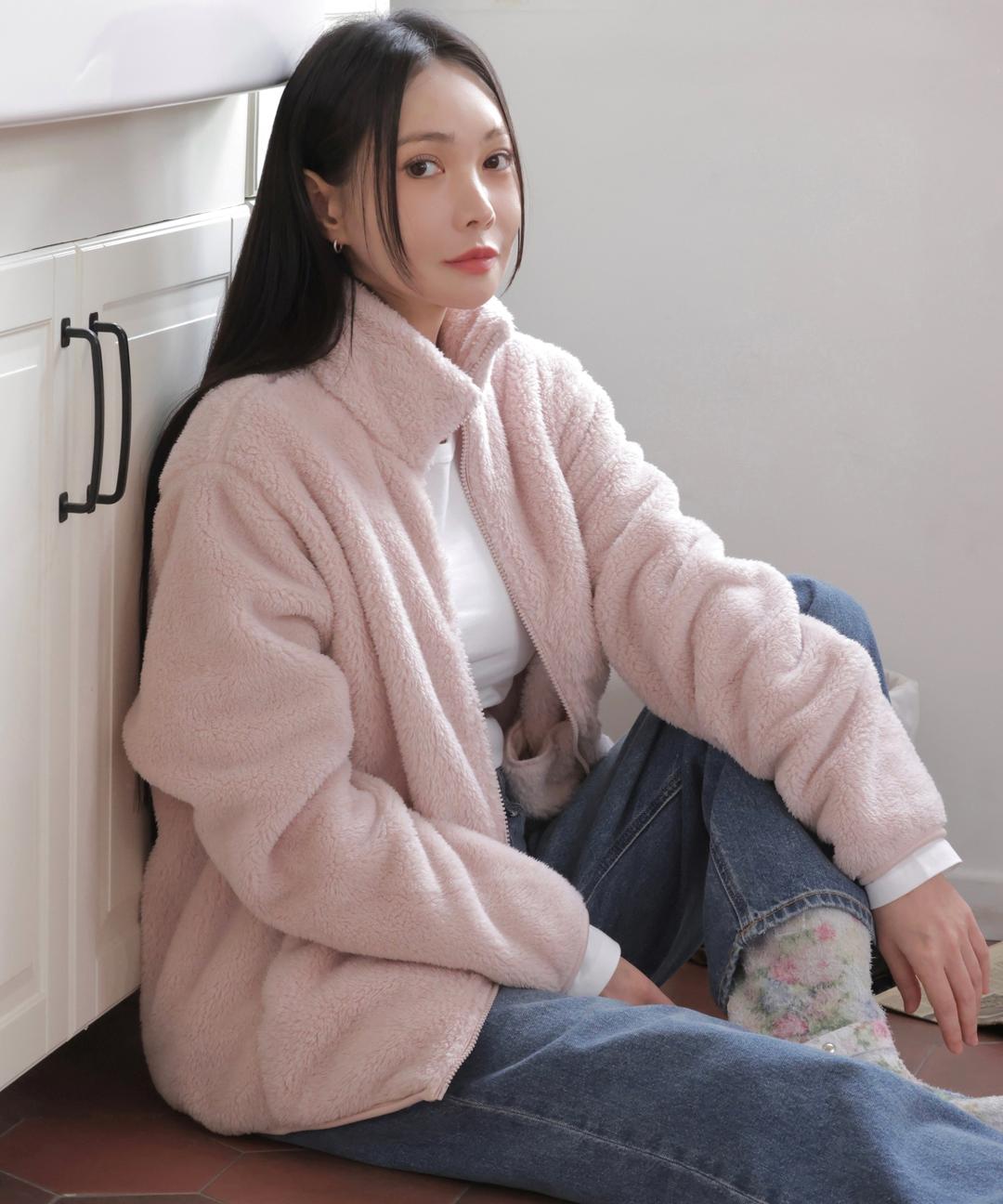 스파오 [앨리스펑크 PICK] 베이직 퍼플리스 집업_SPFZE4TC01