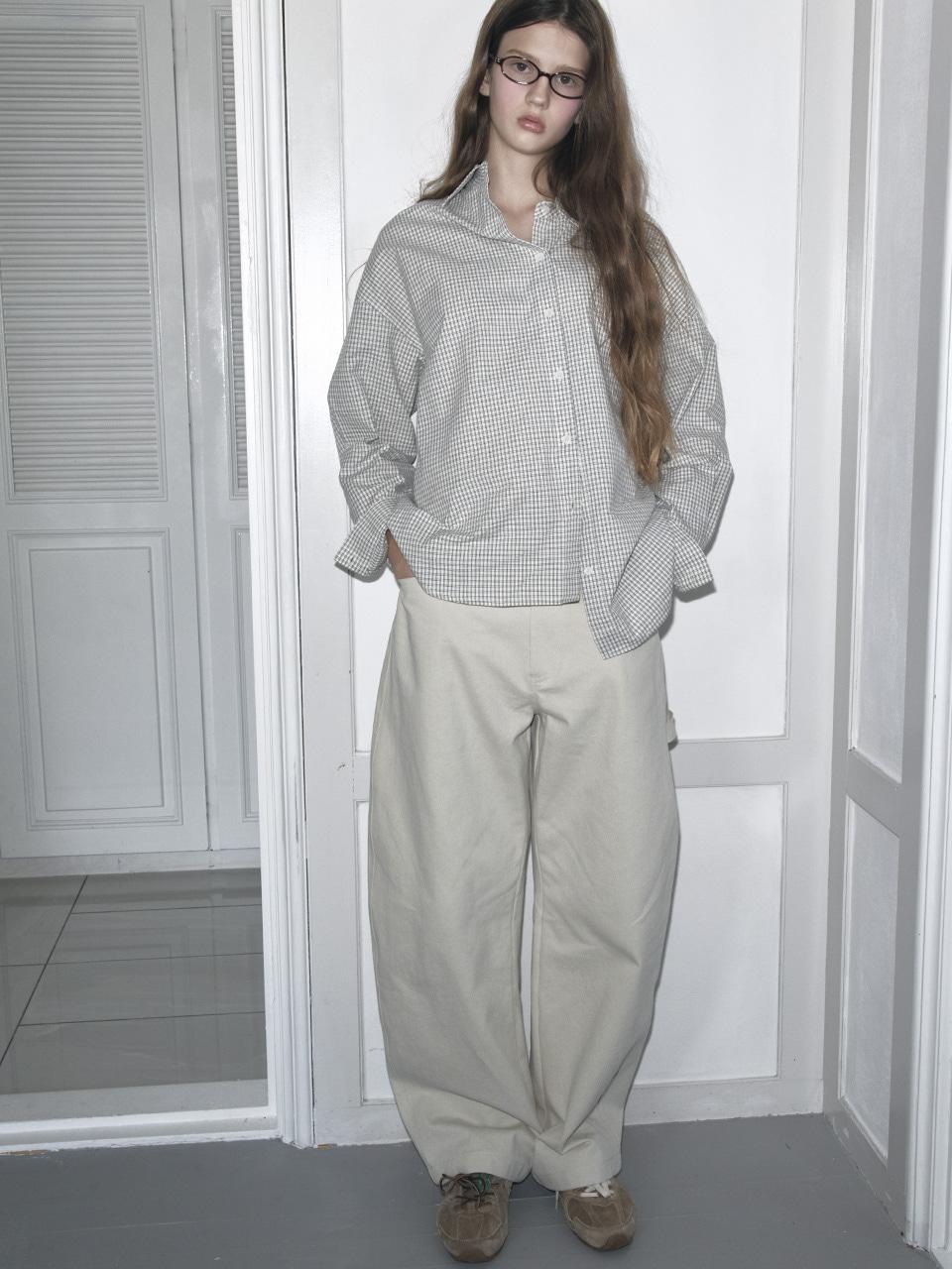 CURVED COTTON PANTS - IVORY