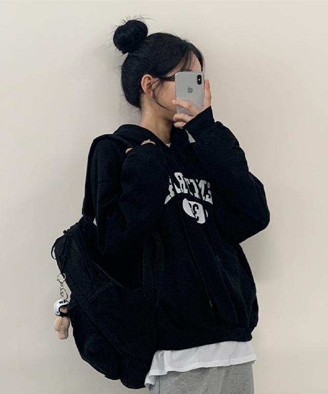 [교복템/필수템/아방핏] 귀여운 무드, 센트럴 레터링 베이직 후드 3color (1+1할인)