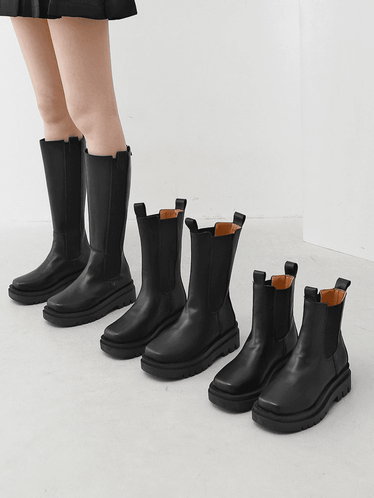 잇슈 클레 / 레타 둥근&사각 통굽 첼시 니하이 숏/미들/롱부츠(5.0cm) 7084&10804