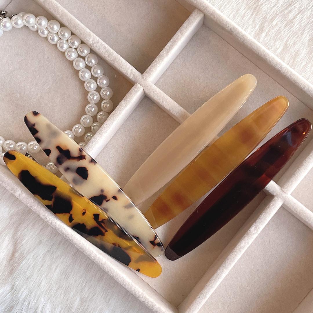 셀룰로오스 타원 집게핀 앞머리 옆머리 헤어 삔 고정 넓은 사이즈 컬러 호피 세안 레이어드