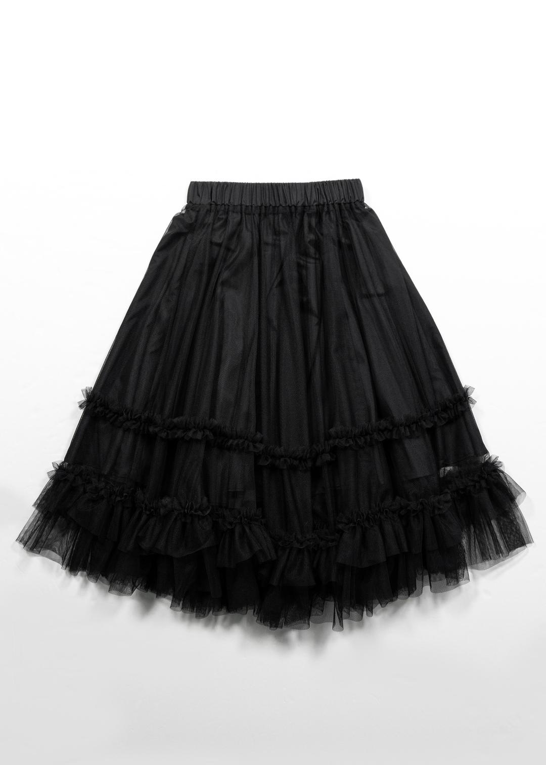 [12/3 출고]TULLE FRILL RUFFLE SKIRT - BLACK
