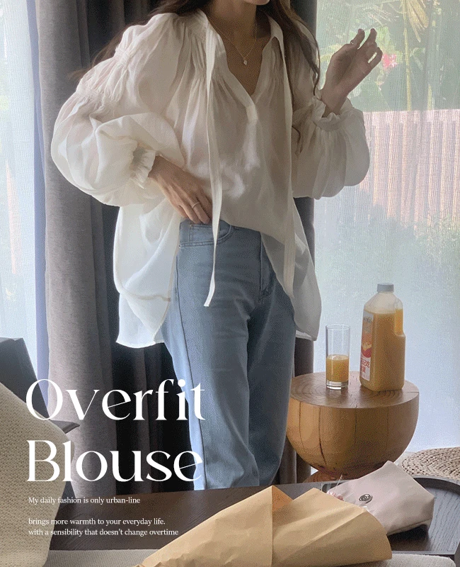 마가렛 셔링 레이어드 타이 블라우스 - 2color