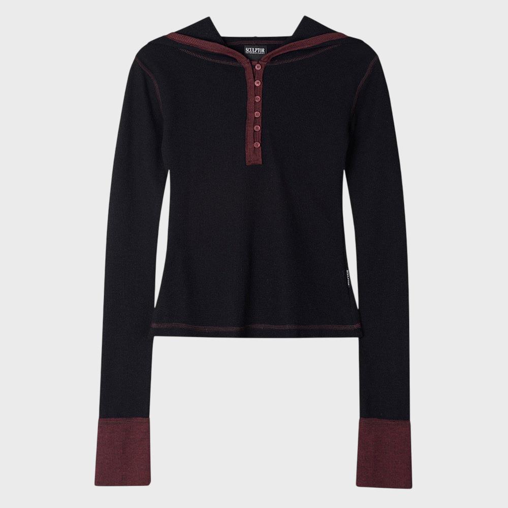 [30% 쿠폰]Heather Hoodie Tee Black