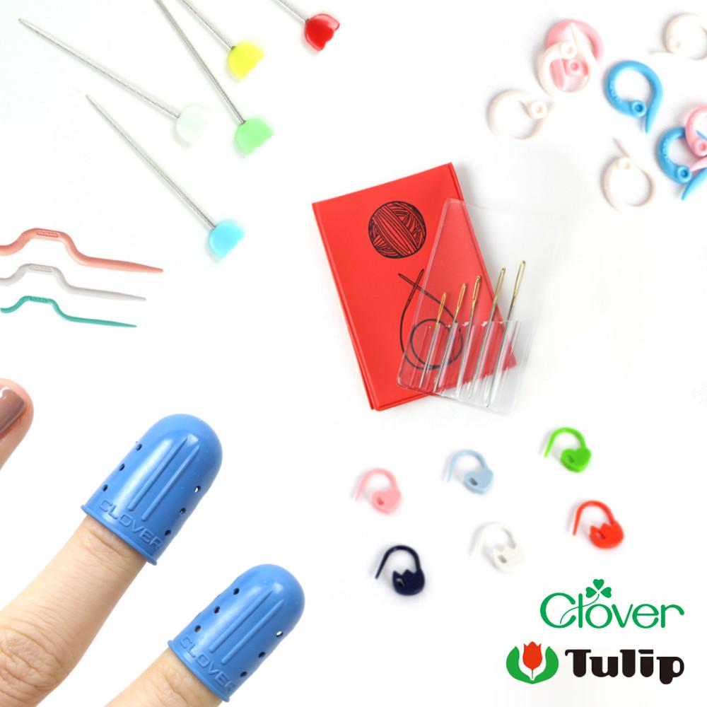[앵콜스] 튤립 크로바 고급 부자재 모음전 단수링 돗바늘 바늘마개 꽈배기바늘 시침핀 게이지자 코수링 줄자